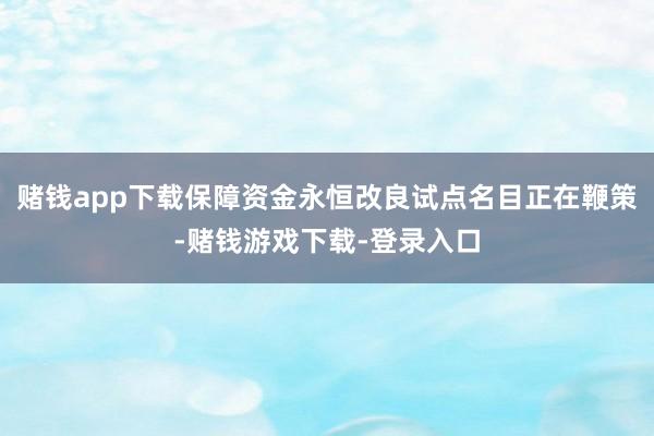 赌钱app下载保障资金永恒改良试点名目正在鞭策-赌钱游戏下载-登录入口